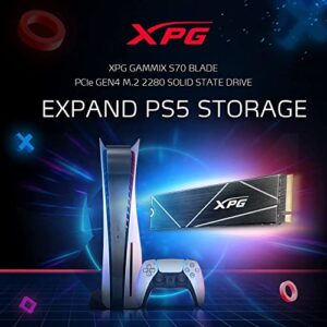 XPG 2TB GAMMIX S70 Blade - Works with Playstation 5, PCIe Gen4 M.2 2280 Internal Gaming SSD Up to 7,400 MB/s (AGAMMIXS70B-2T-CS)