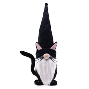 Upltowtme Black Cat Gnome Swedish Tomte Cat Gnome Decorations Collectible Figurines Gnome Plush Spring Summer Farmhouse Home Gift Decor