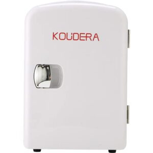 koudera 4l mini portable compact personal fridge cooler and warmer with ac dc power, small refrigerator for skincare, breast milk - home and travel- gift - freon-free and eco friendly, white.