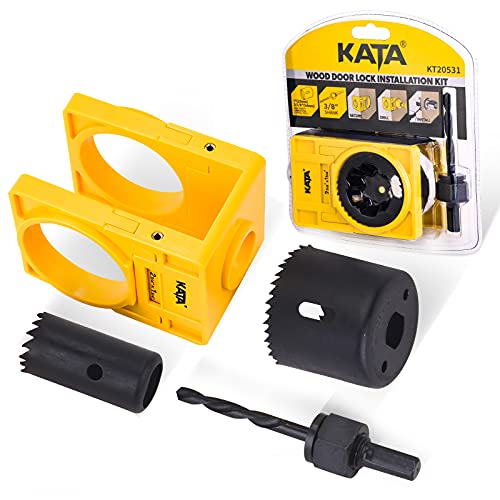 KATA 1-3/8" - 1-3/4" Door Lock Installation Kit for Wooden Doors with Guide Template,Door Lock Hole Saw,Carbon Steel