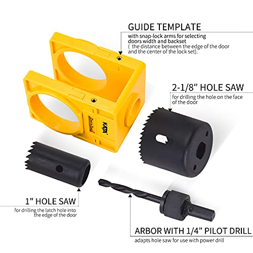 KATA 1-3/8" - 1-3/4" Door Lock Installation Kit for Wooden Doors with Guide Template,Door Lock Hole Saw,Carbon Steel