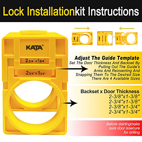 KATA 1-3/8" - 1-3/4" Door Lock Installation Kit for Wooden Doors with Guide Template,Door Lock Hole Saw,Carbon Steel