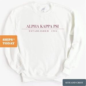 Alpha Kappa Psi Boyfriend Sweatshirt - Fraternity Crewneck Sweatshirt White