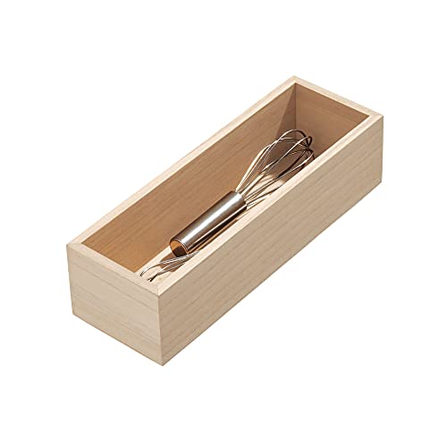 iDesign Renewable Paulownia Wood Collection Drawer Organizer Bin, 3.3" x 10" x 2.5", Natural