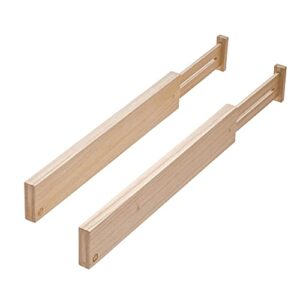 idesign renewable paulownia wood collection expandable drawer divider inserts, 2.5" x 17"-22", set of 2, natural