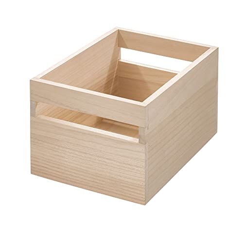 iDesign Renewable Paulownia Wood Collection Storage Bin with Handles, 10" x 7.5" x 6", Natural