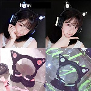 Axent Wear New Edition Wireless Cat Ear Headphones (12 Color Changing) 3.5mm Jack, Bluetooth&Wired Connection (Black)