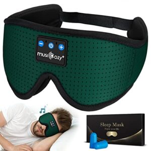 MUSICOZY Sleep Headphones Breathable Bluetooth Headband 3D Sleeping Headphones, Wireless Music Eye Mask Sleep Earbuds for Side Sleeper Women,Men Office Air Travel Cool Tech Gadgets Unique Gifts Green