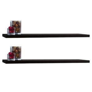 inplace shelving, 9604676e, low profile wall shelf with invisible brackets, 60 inch width x 7.75 inch depth x 1.25 inch height, set of 2, black