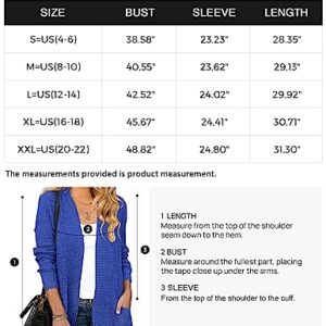 ZESICA Women's 2023 Long Sleeve Open Front Casual Lightweight Soft Knit Cardigan Sweater Outerwear,Blue,Medium