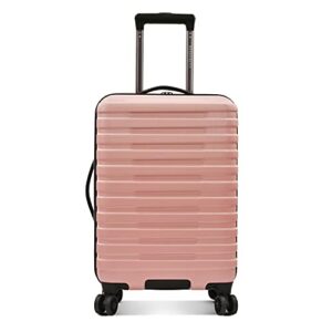 u.s. traveler boren polycarbonate hardside rugged travel suitcase luggage with 8 spinner wheels, aluminum handle, pink, carry-on 22-inch, usb port