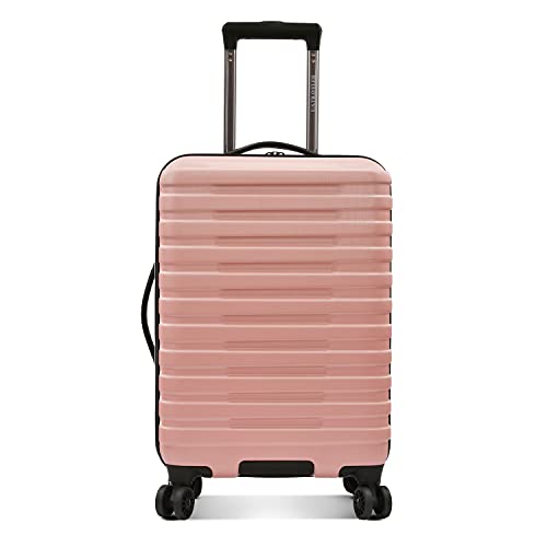 U.S. Traveler Boren Polycarbonate Hardside Rugged Travel Suitcase Luggage with 8 Spinner Wheels, Aluminum Handle, Pink, Carry-on 22-Inch, USB Port