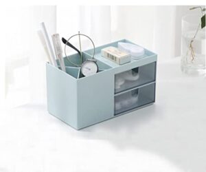 najerao - desktop storage organizer pen holder for desk cute pencil holder with 2 drawer desk organization for office, home, school(blue)