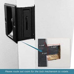 Privacy Sliding Door Lock with Pull, Solid Brass Pocket Door Privacy Lock, Matte Black, 1 Pack