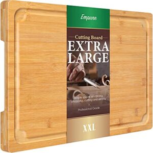 2xlarge cutting board, 20" bamboo cutting boards for kitchen with juice groove and handles kitchen chopping board for meat cheese board heavy duty serving tray, 2xl, empune