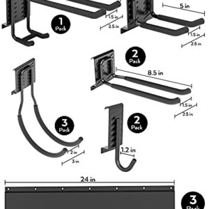 INCLY Garage Tool Storage Rack, 12 PCS Garden Yard Tool Organizer Wall Mount, 72 Inch Adjustable Heavy Duty Steel Garage Organization System with 3 Racks & 9 Wall Hooks