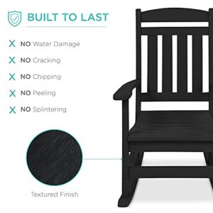 Best Choice Products All-Weather Rocking Chair, Indoor Outdoor HDPE Porch Rocker for Patio, Balcony, Backyard, Living Room w/ 300lb Weight Capacity, Contoured Seat - Black
