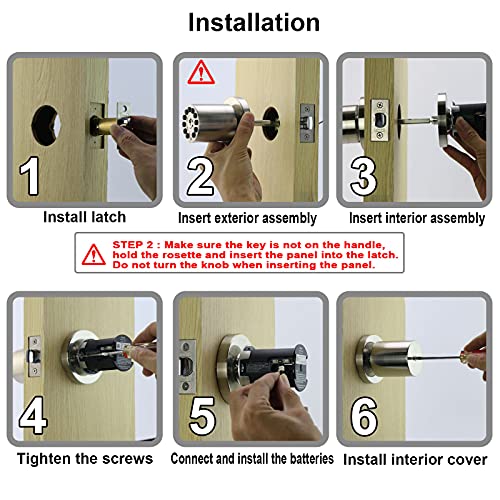 BOTHSTAR Keypad Door Knob with Key,Keyless Entry Door Lock, Code Locks Door Knob, Auto Lock,50 User Code,Easy to Install,for Home,Office,Hotel,Bedroom,Garage,No Deadbolt