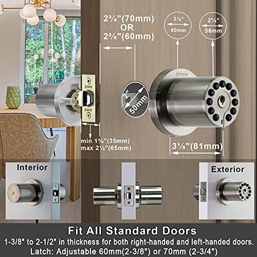 BOTHSTAR Keypad Door Knob with Key,Keyless Entry Door Lock, Code Locks Door Knob, Auto Lock,50 User Code,Easy to Install,for Home,Office,Hotel,Bedroom,Garage,No Deadbolt