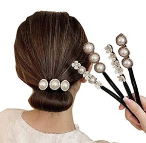 4pcs magic hair bun maker with peal and flower foam sponge buns shaper donut holder hair twist curler hair accessory diy hair styling tool for women and girls