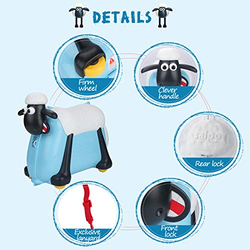 Shaun the Sheep Kids Ride-On Suitcase Carry-On Luggage (Blue), Bluenew, ride on luggage