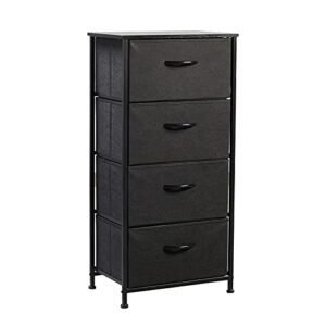 jajumudo dresser with 4 drawers,wood fabric drawers tower with 4 drawers storage unit,wooden top organizer unit for bedroom, living room, closets & nursery(black)