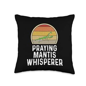 funny praying mantis gifts funny praying mantis whisperer entomologist bug lover retro throw pillow, 16x16, multicolor