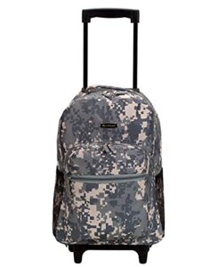 rockland double handle rolling backpack, acu camo, 17-inch
