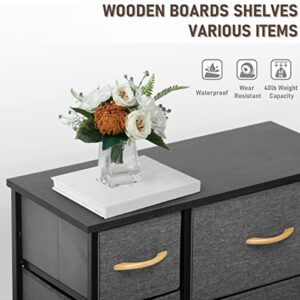 VredHom Fabric Dresser Storage Organizer, 9 Drawers Dresser Fabric Storage Closets Storage Units Organizer Tower Steel Frame Wooden Top for Bedroom, Hallway,Nursery, Entryway