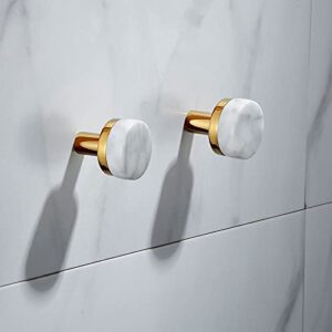 ZAHCHIS Golden Brass Hook Natural Marble Porch The Bathroom Towel Hook Wall Hook Golden Hooks for Hanging Contracted (Punch)