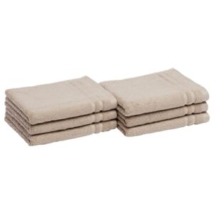 amazon basics cotton hand towels, made with 30% recycled cotton content - 6-pack, taupe