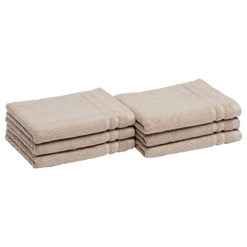 Amazon Basics Cotton Hand Towels, Made with 30% Recycled Cotton Content - 6-Pack, Taupe