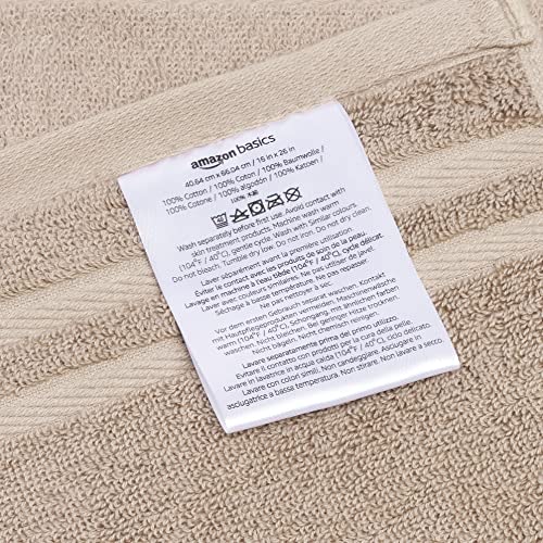 Amazon Basics Cotton Hand Towels, Made with 30% Recycled Cotton Content - 6-Pack, Taupe