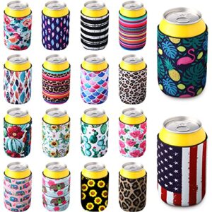 18 pieces can sleeves neoprene can coolers reusable can covers drink cooler sleeves for 12 oz cans (fresh style)