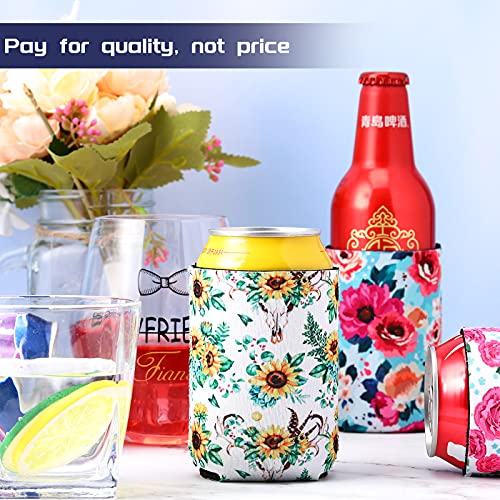 18 Pieces Can Sleeves Neoprene Can Coolers Reusable Can Covers Drink Cooler Sleeves for 12 oz Cans (Fresh Style)