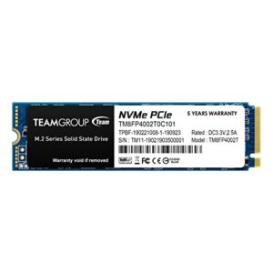 teamgroup mp34 2tb with dram slc cache 3d nand tlc nvme 1.3 pcie gen3x4 m.2 2280 internal ssd (read/write speed up to 3,500/2,900 mb/s) compatible with laptop & pc desktop tm8fp4002t0c101