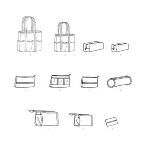 Simplicity Assorted Size Cosmetic Tote Bag Packet, Code 9310 Sewing Pattern, One, White