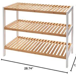 Organize It All 3 Tier White Sonora Bamboo Shelf, Dimensions: 28.74" x 12.99" x 22.24", Space Saving, Free Standing Design, Bathroom Storage