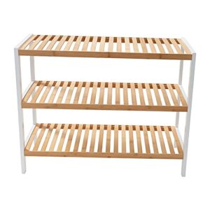 Organize It All 3 Tier White Sonora Bamboo Shelf, Dimensions: 28.74" x 12.99" x 22.24", Space Saving, Free Standing Design, Bathroom Storage