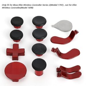 13 in 1 Metal Thumbsticks for Xbox One Elite Series 2, Elite Series 2 Controller Accessory Parts, Gaming Accessory Replacement, Metal Mod 6 Swap Joystick, 4 Paddles, 2 D-Pads, 1 Tool (Plating Red)