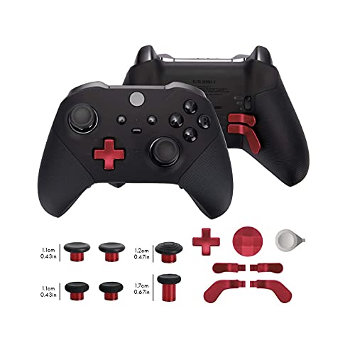 13 in 1 Metal Thumbsticks for Xbox One Elite Series 2, Elite Series 2 Controller Accessory Parts, Gaming Accessory Replacement, Metal Mod 6 Swap Joystick, 4 Paddles, 2 D-Pads, 1 Tool (Plating Red)