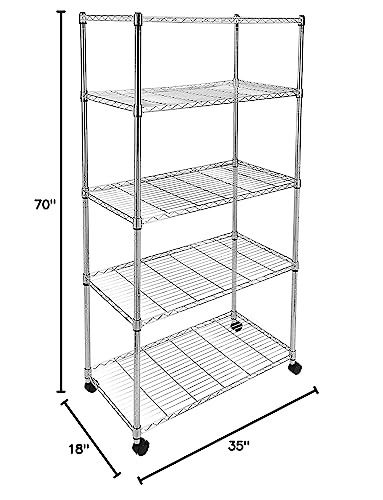 YSSOA 5-Tier Heavy Duty Storage Shelving Unit,Chrome,35L x 18W x 70H inch