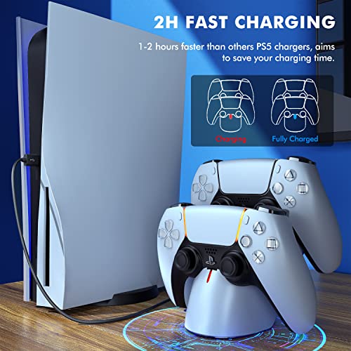 PS5 Charging Station,PS5 Controller Charger Station Supports Wall Mount,Fast Playstation 5 Dualsense Charging Station with Led Indicator,Overcharging Protection for Dualsense Docking Station2