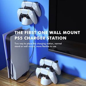 PS5 Charging Station,PS5 Controller Charger Station Supports Wall Mount,Fast Playstation 5 Dualsense Charging Station with Led Indicator,Overcharging Protection for Dualsense Docking Station2