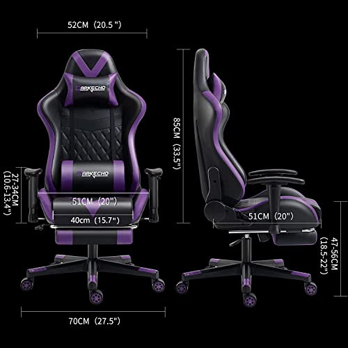 Darkecho Gaming Chair Office Chair with Footrest Massage Racing Ergonomic Chair Leather Reclining Video Game Chair Adjustable Armrest High Back Gamer Chair with Headrest and Lumbar Support Purple