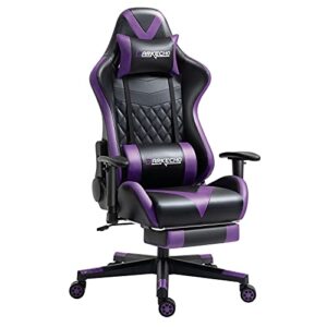 darkecho gaming chair office chair with footrest massage racing ergonomic chair leather reclining video game chair adjustable armrest high back gamer chair with headrest and lumbar support purple