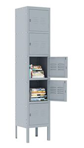 miiiko metal locker cabinet with 5 doors, steel lockers for employees, 5 tier shelf locker organizer for school gym home office