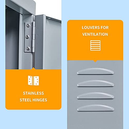 MIIIKO Metal Locker Cabinet with 5 Doors, Steel Lockers for Employees, 5 Tier Shelf Locker Organizer for School Gym Home Office