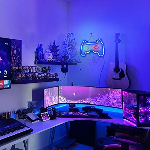 SOLIDEE Led Dimmable Neon Signs Wall Decorations For Living Room|Bedroom Gamepad Controller Shape Neon Sign Lights Game Room Decor Accessories Cool Teen Boys|Girls|Kids Gamer Gifts