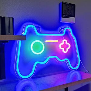 solidee led dimmable neon signs wall decorations for living room|bedroom gamepad controller shape neon sign lights game room decor accessories cool teen boys|girls|kids gamer gifts